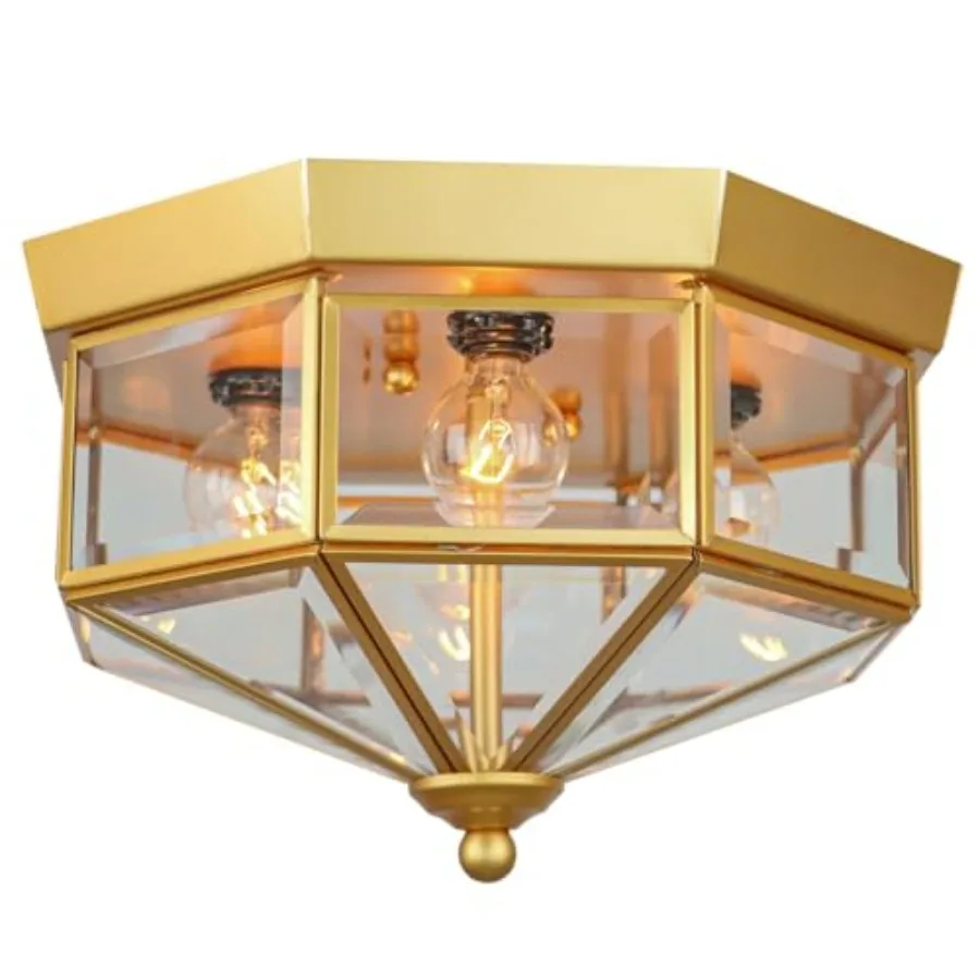

Flush Mount Outdoor Ceiling Light Fixture, 4 Light Exterior Porch Ceiling Lights with Clear Glass, Farmhouse Lighting for Indoo