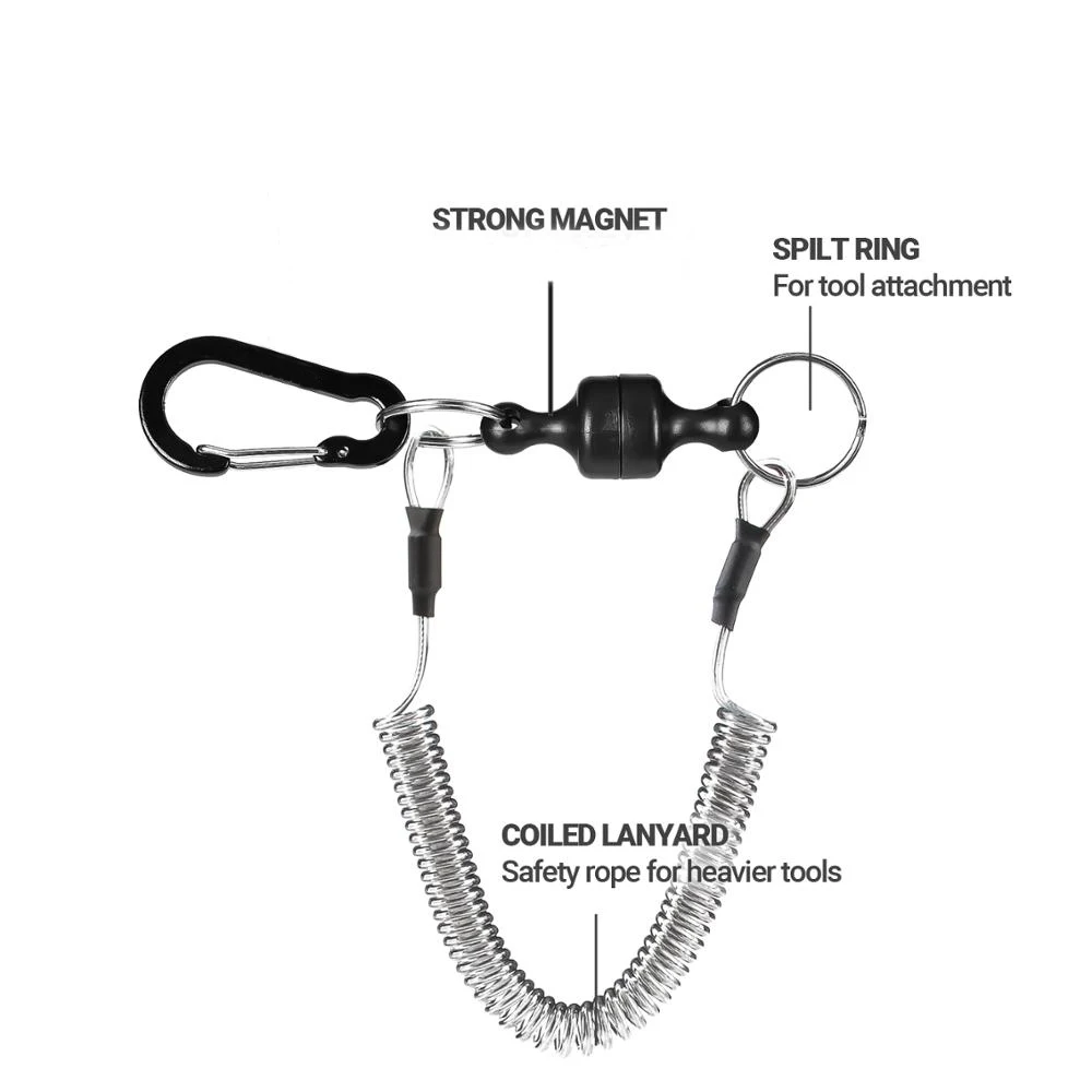 Strong Magnetic Release Clip Net Rack with Fishing Tools Coiled Lanyard 1.5m Fishing Coil Lanyard Hook Buckle for Fly Fishing