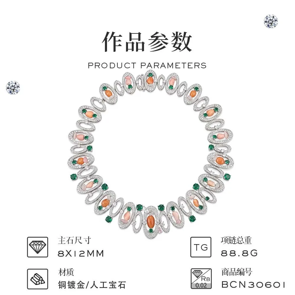 European Gold Plated Brass Necklace Gemstone Round Cut Artificial Emerald May Birthstone Hollow Jewelry for Women Wedding