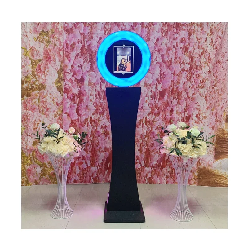 custom logo manual  led ring light rotating roaming printer can be connected selfie photobooth  photo booth machine