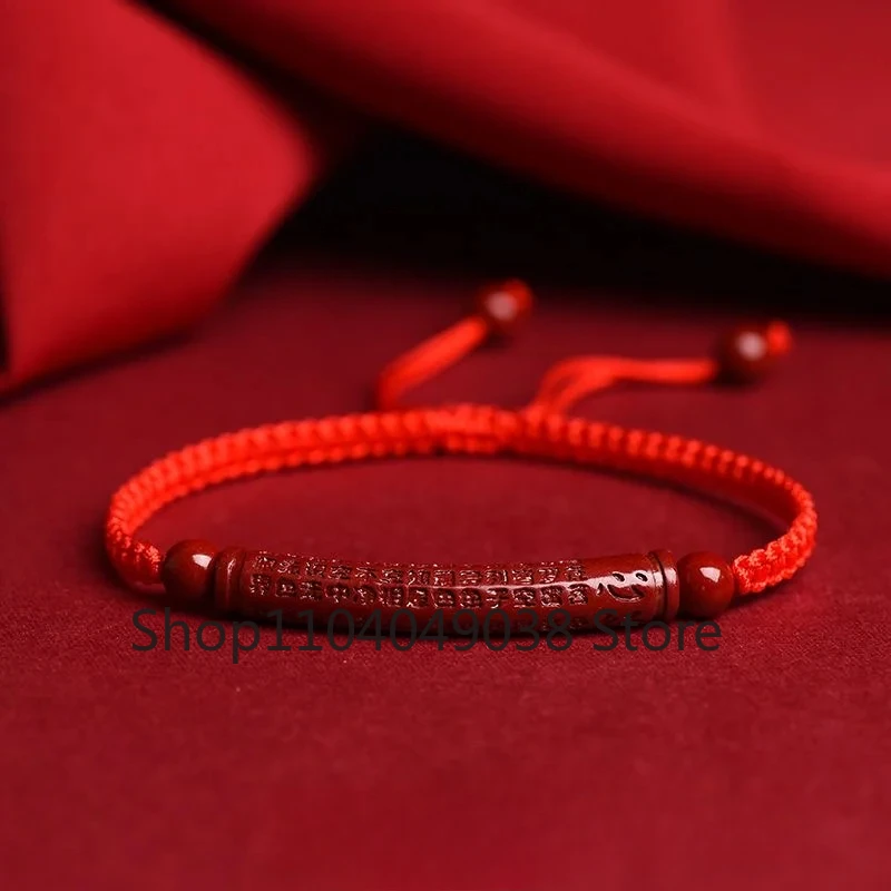 カスタマイズされた赤いシナバーハートストラブレスレット,6mmビーズ,高級ジュエリー,エネルギー,本物のヴィンテージブレスレット,天然のお守り