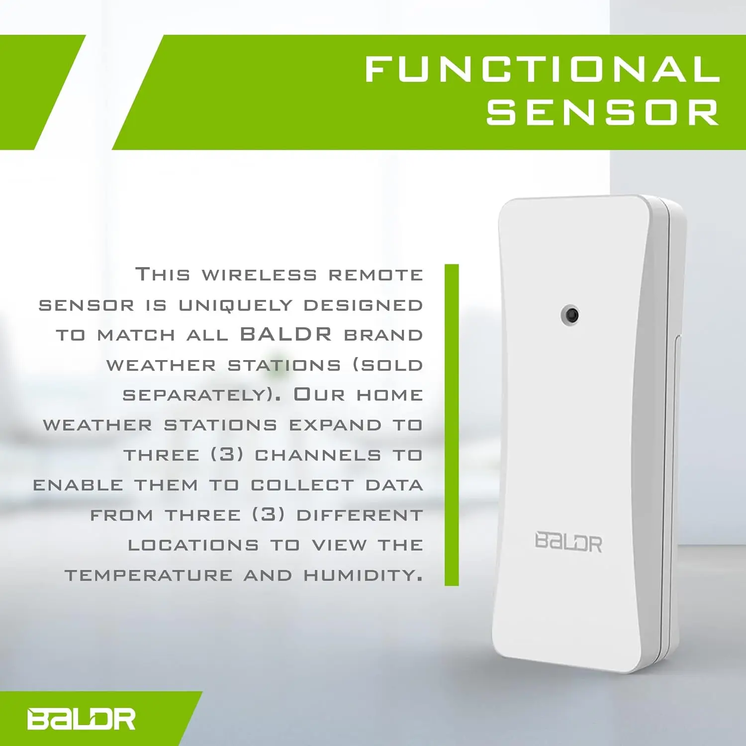 BALDR Wireless Weather Station Outdoor Remote Sensor - Shelf Standing or Wall Hanging Sensor for BALDR Weather Station