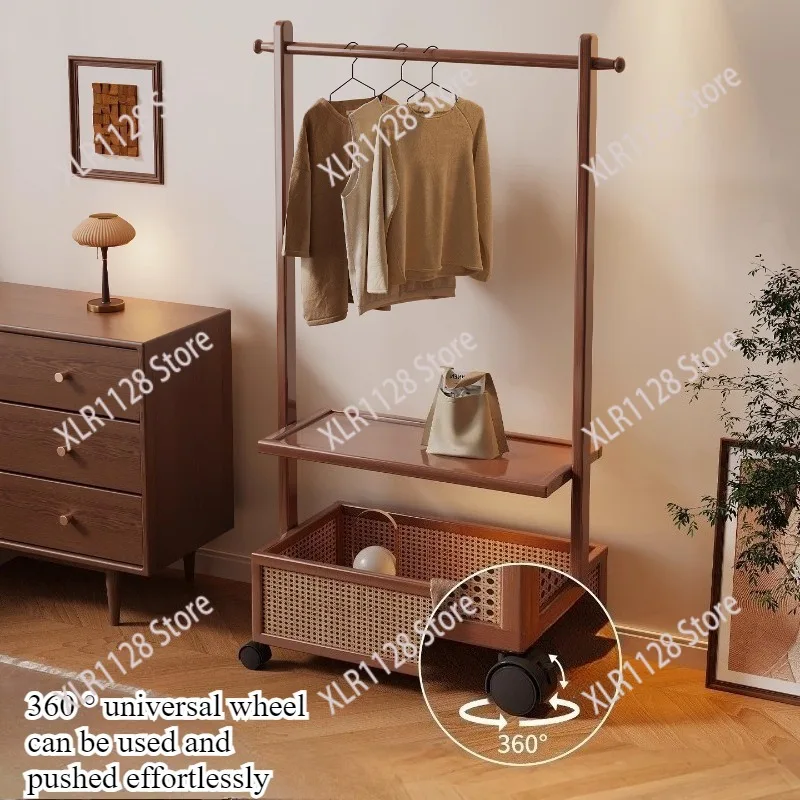 

Movable Floor-to-Ceiling Garment Rack Integrated Laundry Basket Rolling Clothes Hanger Organizer
