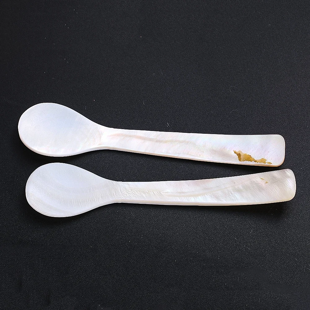 Natural Shell Spoon Perfect Ice Cream Coffee Caviar Serving Tool Decorative Tableware Seasoning White Dessert Dinner Soup Spoons