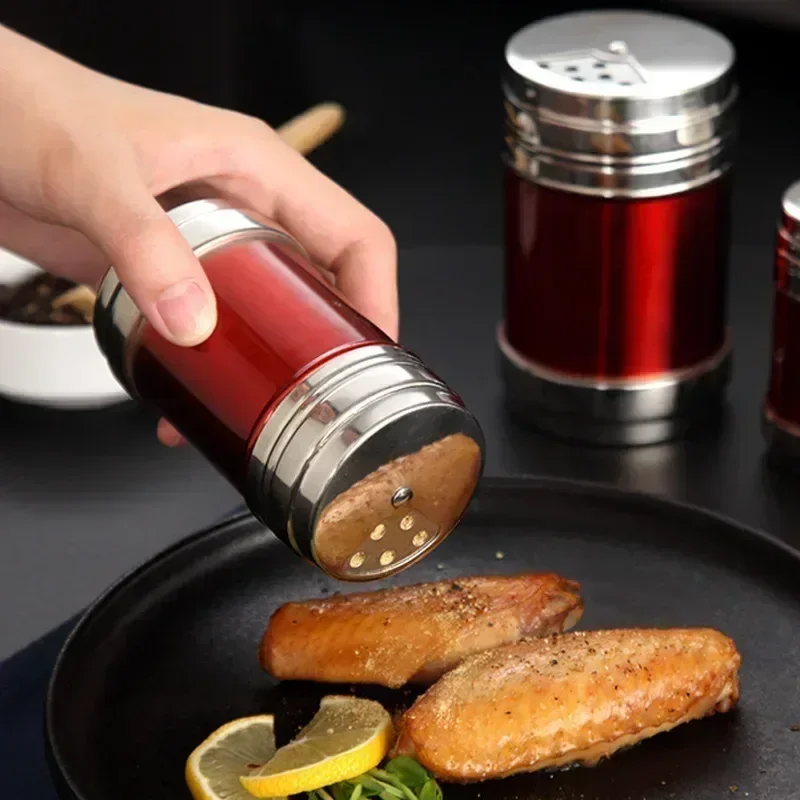 

E9 Stainless Steel Spice Jar Rotating Cover Barbecue Salt Sugar Bottle Shaker Pepper Seasoning Can Home Kitchen Cooking Gadgets