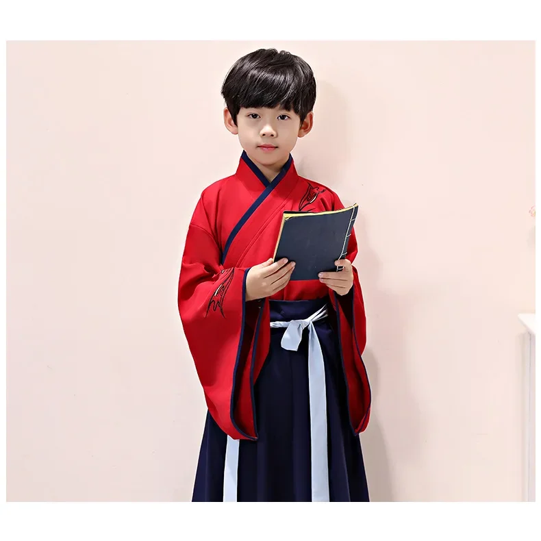 Spring Kid's Hanfu Boys Cosplay Master Clothes Children Boys Ancient Top Skirt Set Red Tang Suit Chinese Style New Year Costumes