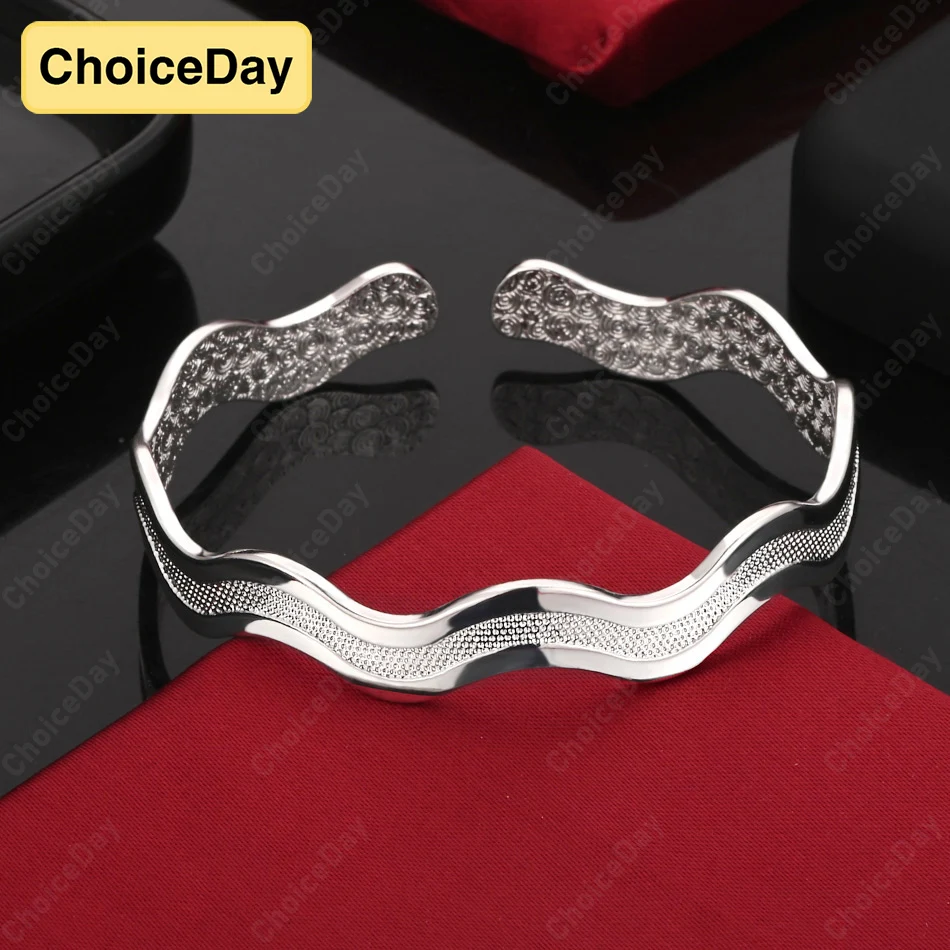

ChoiceDay 925 Sterling Silver Exquisite Ripple Bracelet Women Gift Jewelry Accessories Party Wedding
