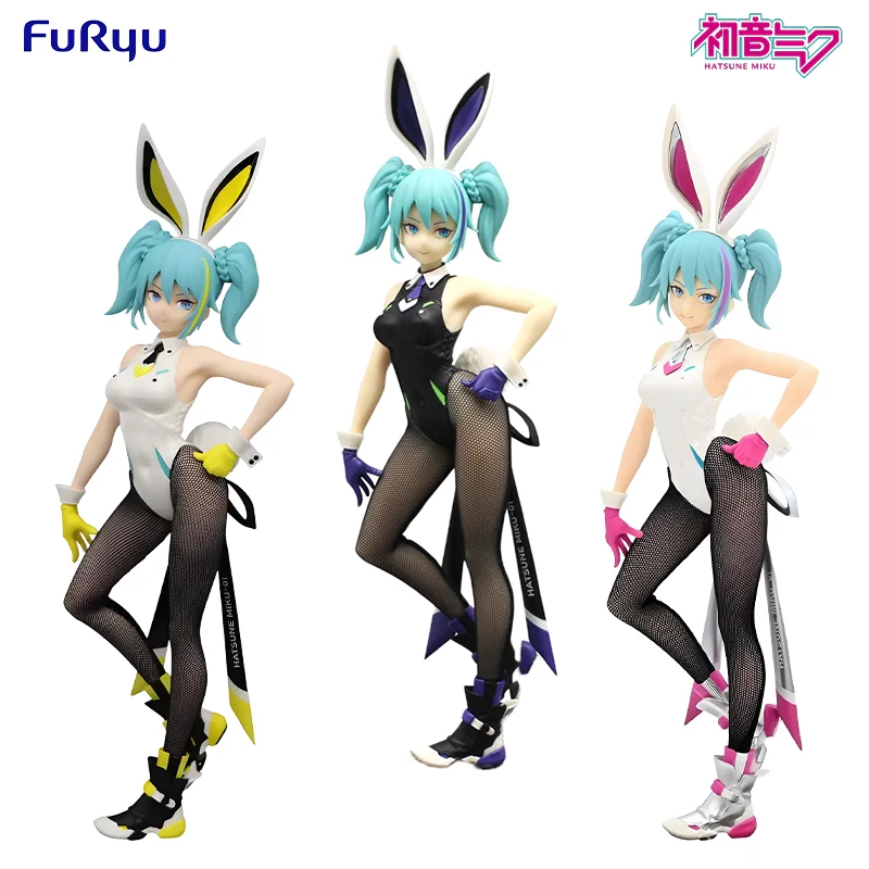 フリュー-正規品-初音ミク-バニーガール-ストリート-バイオレット、ピンク、イエロー-セクシー-キュート-アクションフィギュア-コレクション-オーナメント-大人用-子供用