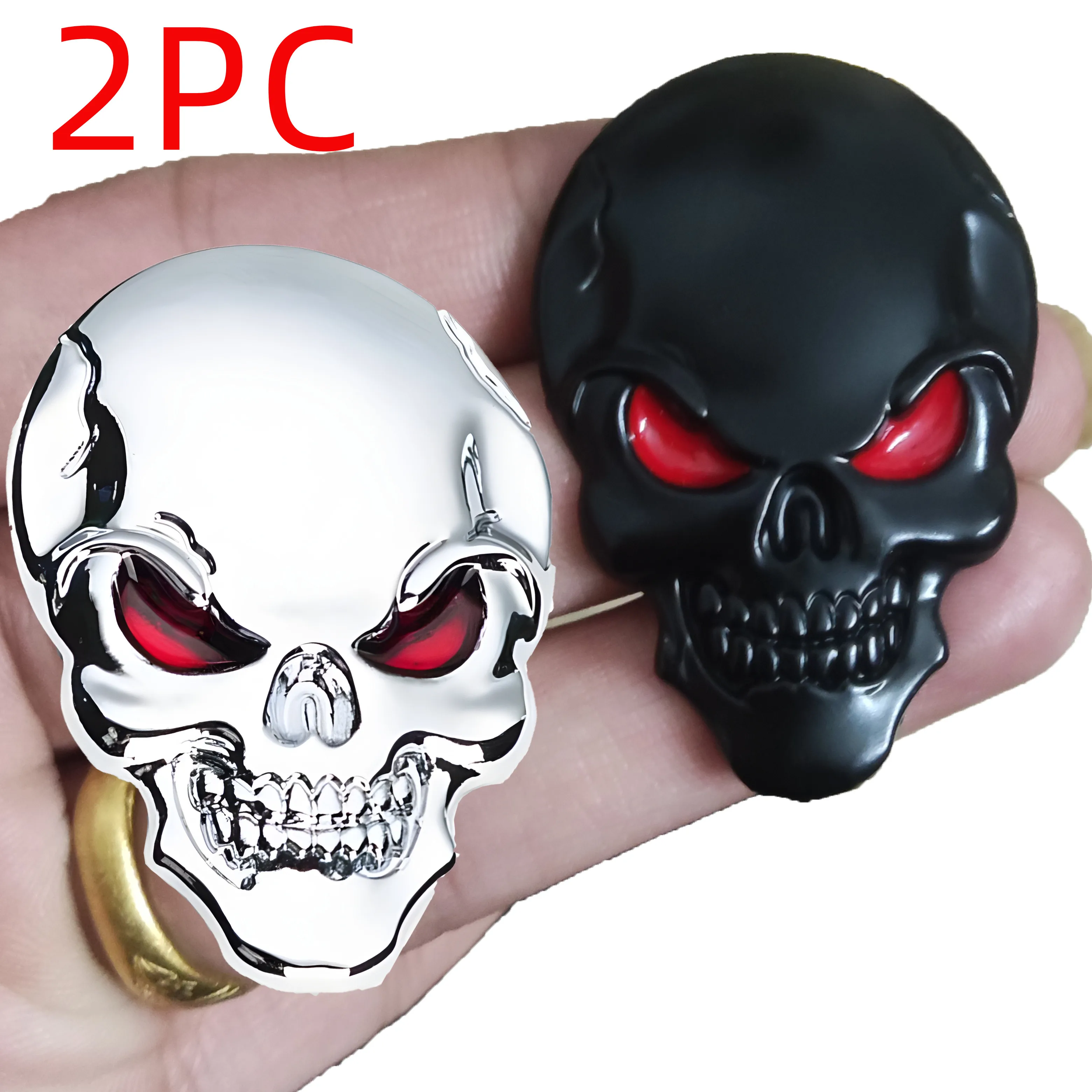 

2pc Skull Pirate Skeleton Buccaneer Head Skull 3D Metal Car Body Sticker Auto Rear Emblem Badge Decal Car Sticker