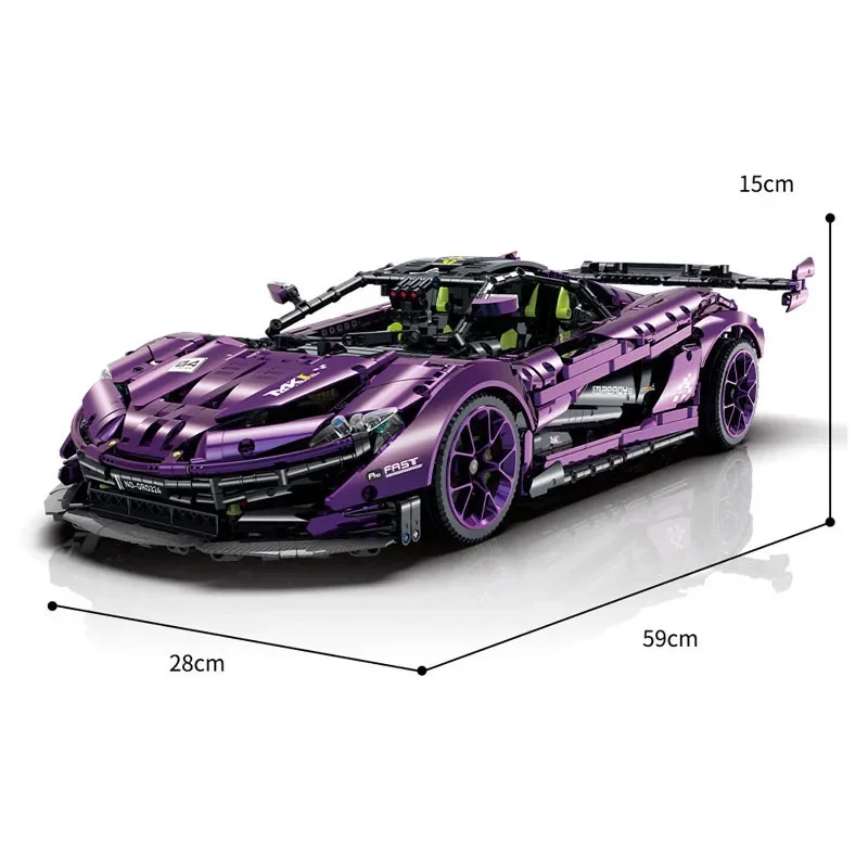 3568-delige Technische 1:8 P1 GTR Sportwagen Bouwstenen Elektrolytisch Gegalvaniseerd Metaal Verf Snelheidsracevoertuig Model Speelgoed voor Jongens Cadeau - afbeelding 1