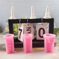 3D Lighthouse Plaster Ornament Silicone Mould DIY Plaster Cement Silicone Mould Mini Candle Decoration Making Supplies