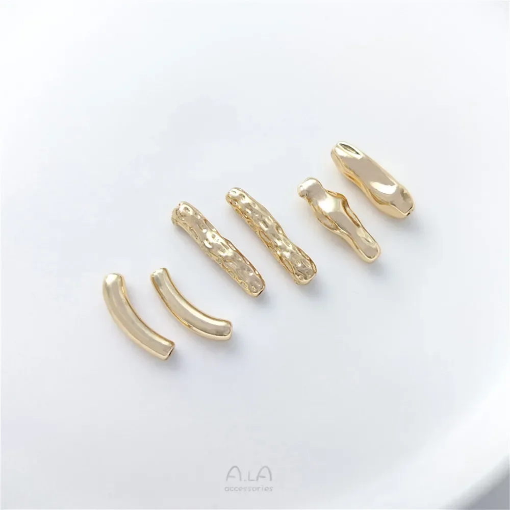 

14K gold color retaining strip imitation Baroque tube toothpick bead straight hole crescent shaped partition DIY accessories