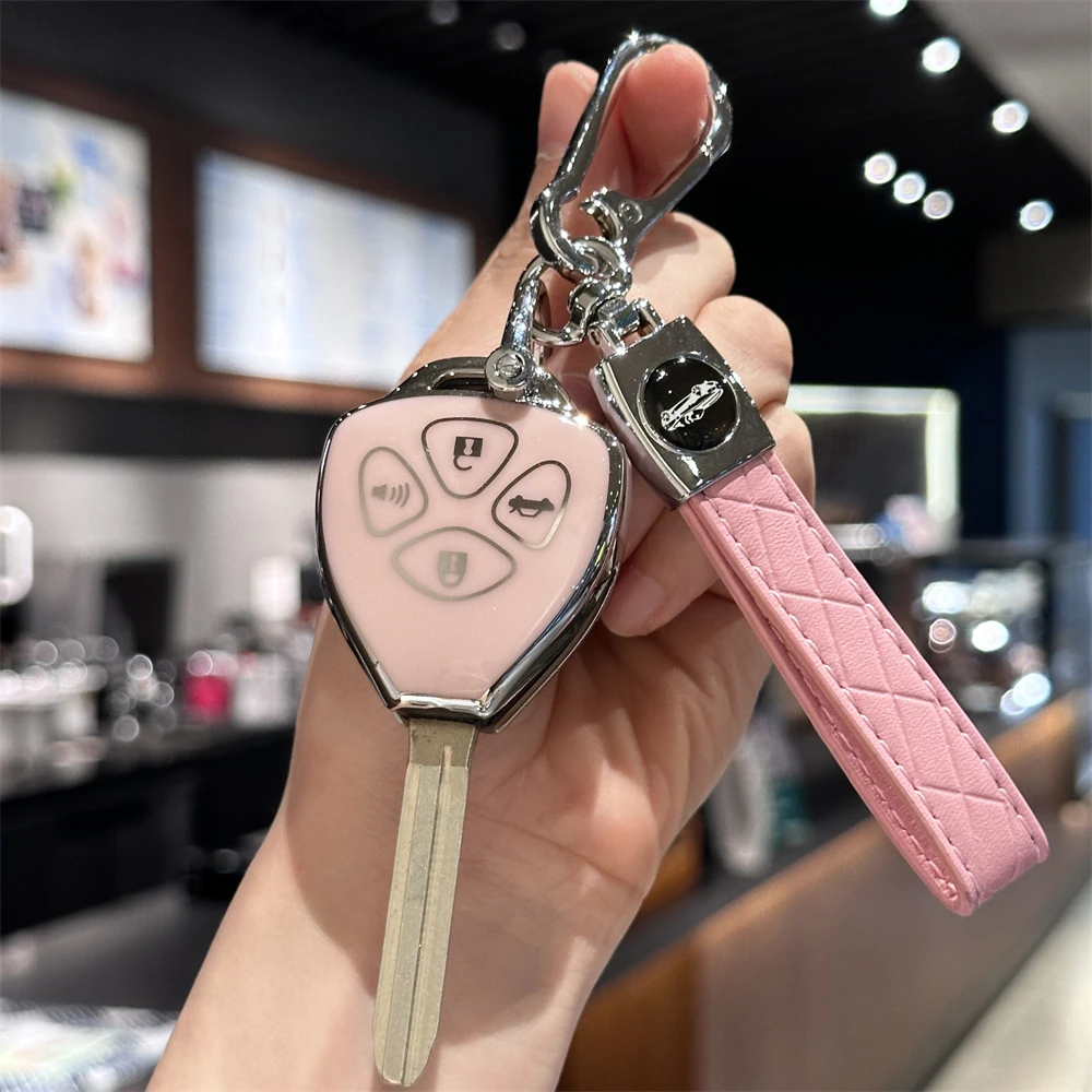 Car Key Fob Cover with keychain for Toyota Corolla Camry Reiz RAV4 Crown Avalon Venza Matrix Yaris 4Runner Blank