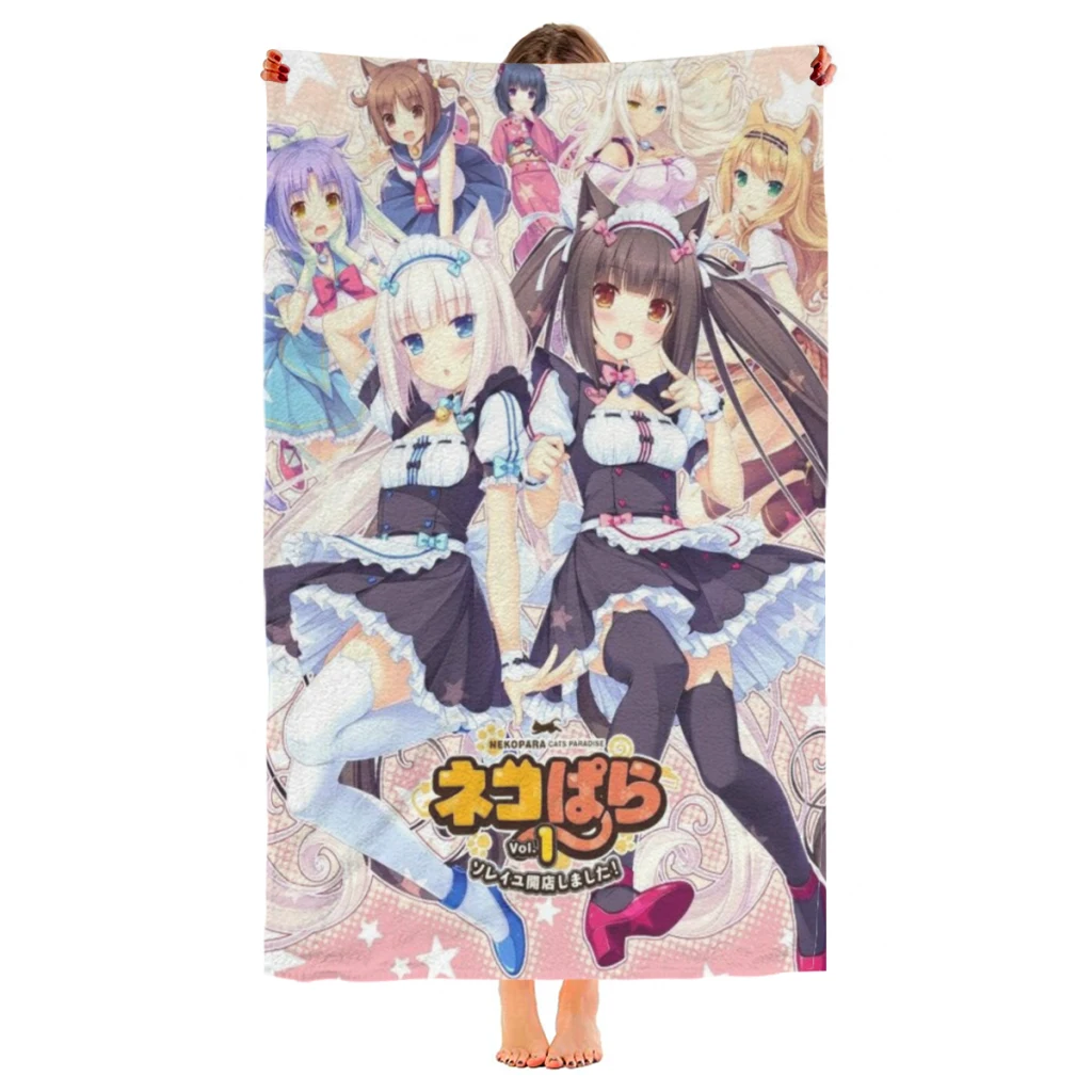 

Anime Nekoparas Kawaii Cute Beach Towel Poncho Bathing Towels Cover-ups Quick Dry Sand Free Yoga Spa Gym Pool