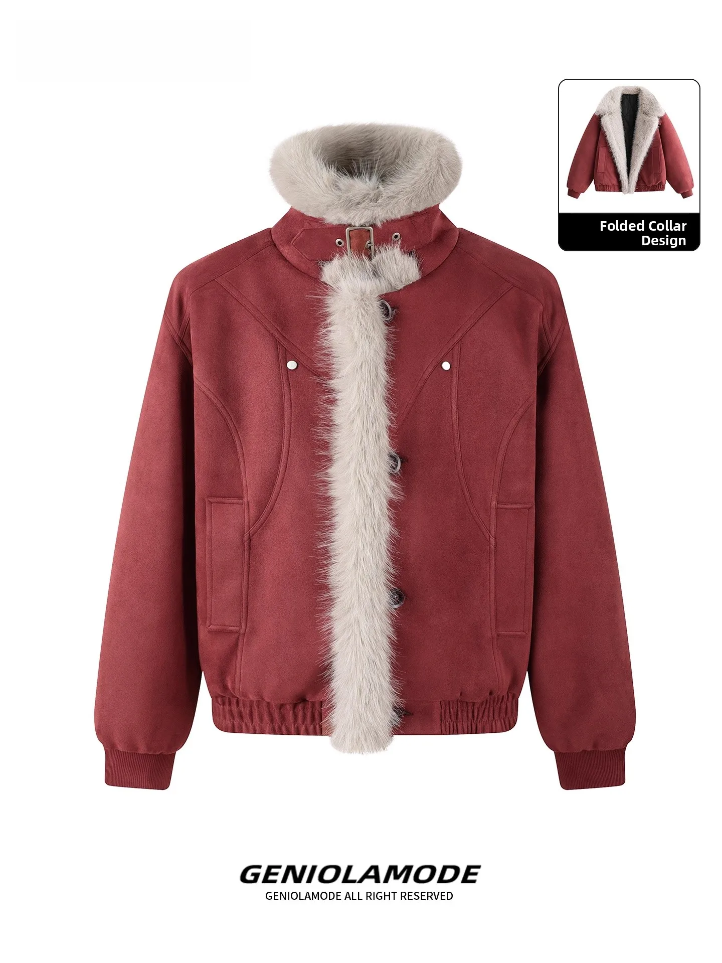 Genio Lamode American Sle Detroit Suede قطن Jaet Fce مبطن ريترو Jaet ملابس خارجية عالية الشارع عصرية للشباب غير رسمية