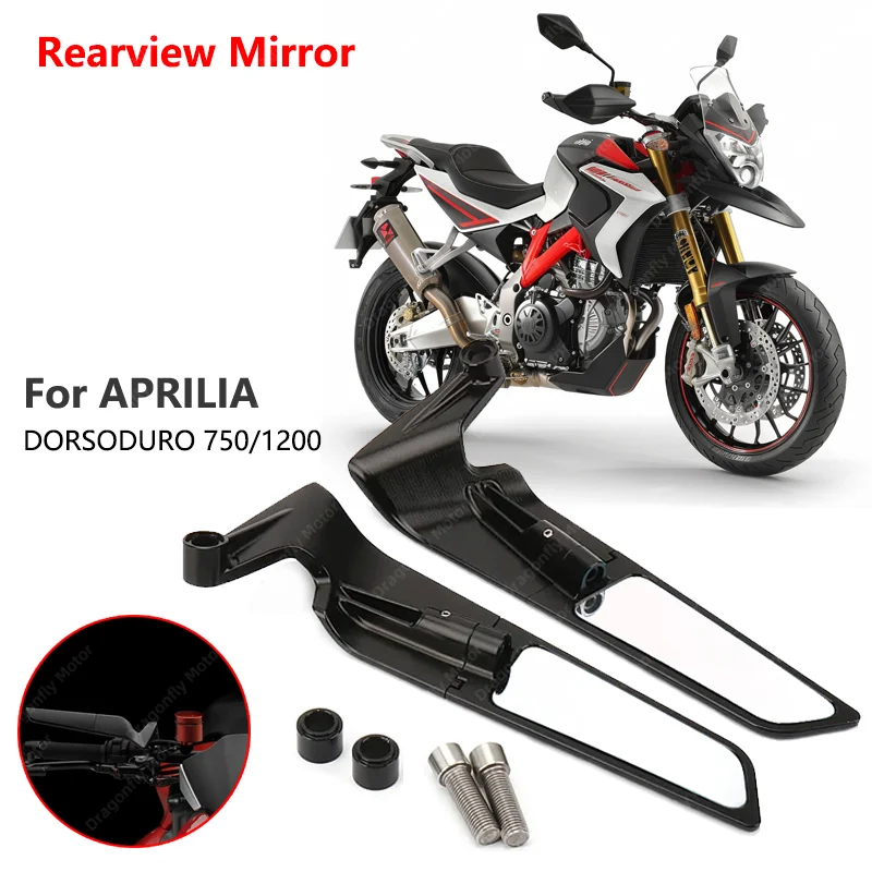 

New Rearview Mirror For Aprilia DORSODURO 750 DORSODURO1200 Motorcycle Wing Mirrors Rearview Rotating NEW Rearview Side Mirror