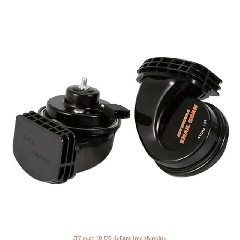 Waterproof Auto Horn 12V Car Horn Loud Electric Snail Horn 110dB for Any 12V Vehicles Black,2 Pack