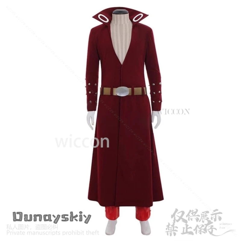 أنيمي السبع تأثيري الخطايا القاتلة حظر الثعلب خطيئة الجشع طويل أحمر عميق الخامس معطف السراويل Y2K فاسق موحدة الباروكات الدعاوى