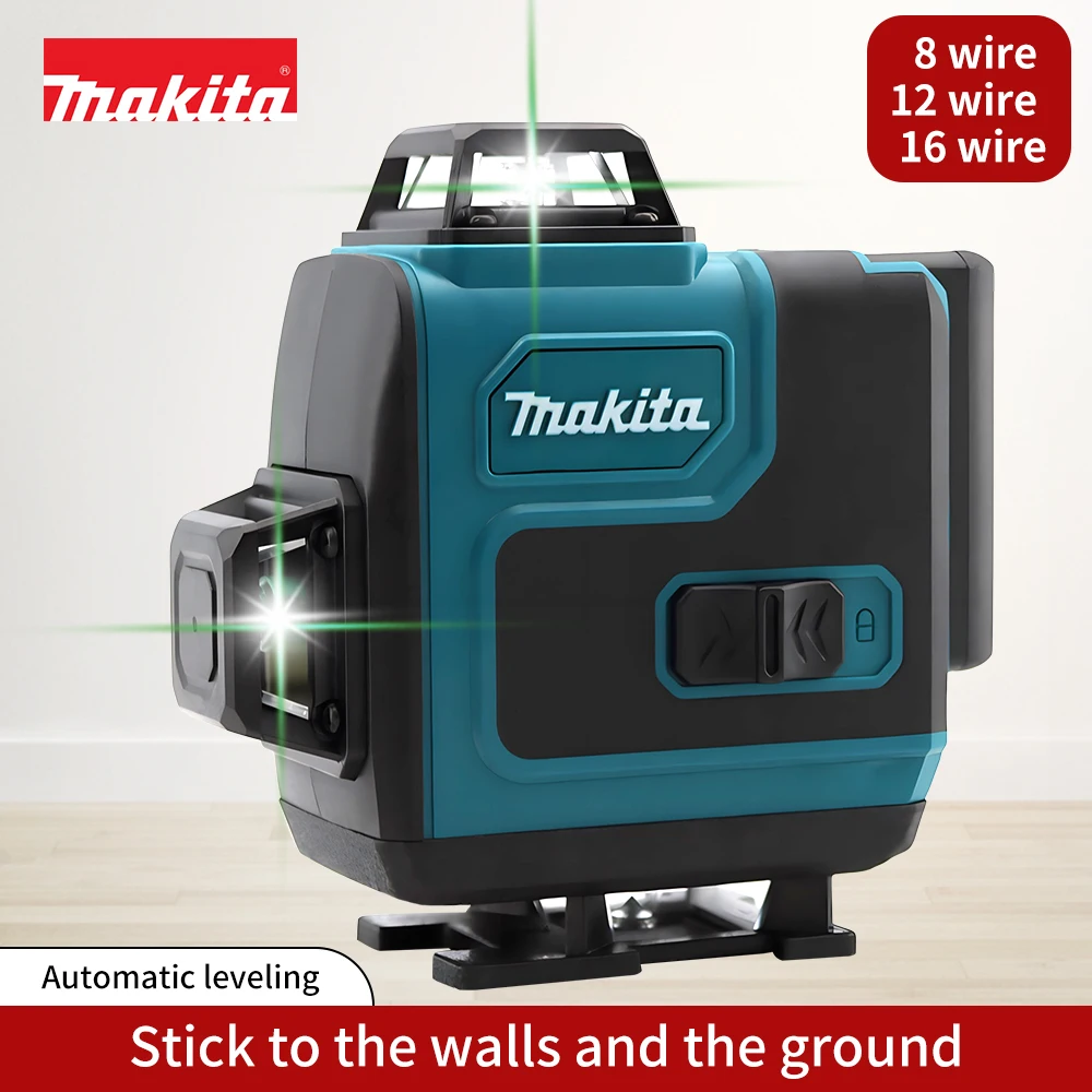 Makita 새로운 4D 16라인 크로스 레이저 레벨 제어 수평 및 수직 360 ° 고정밀 자동 레벨링 전동 공구