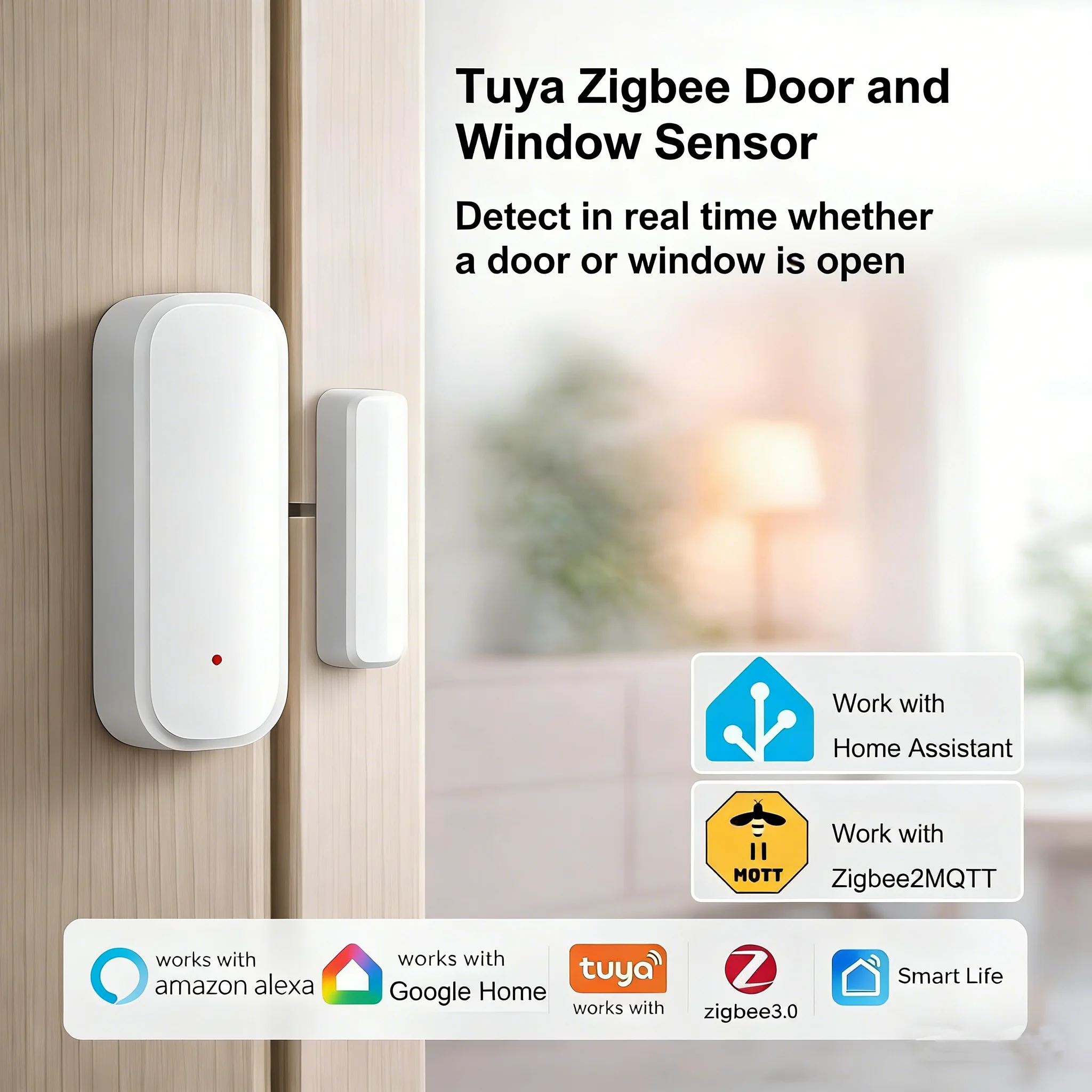

Датчик открытия/закрытия окна/двери Tuya Zigbee3.0, контактный датчик, детектор открытия/закрытия, умная домашняя сигнализация, защита и безопасность с поддержкой Home Assistant