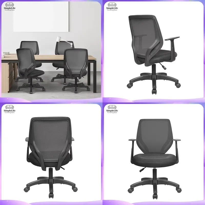 Cadeira de Escritório Ergonômica em Malha com Altura Ajustável e Suporte Lombar, Cadeira de Computador para Jogos, Mobiliário Moderno Minimalista para