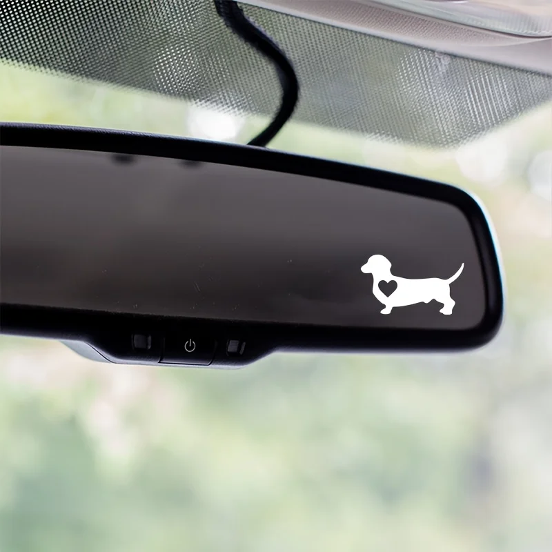 

1pc Miniature Dachshund Decal, Tiny Doxie Dog Lover Rearview Mirror Mini Vinyl Decal for Indoor Outdoor Use