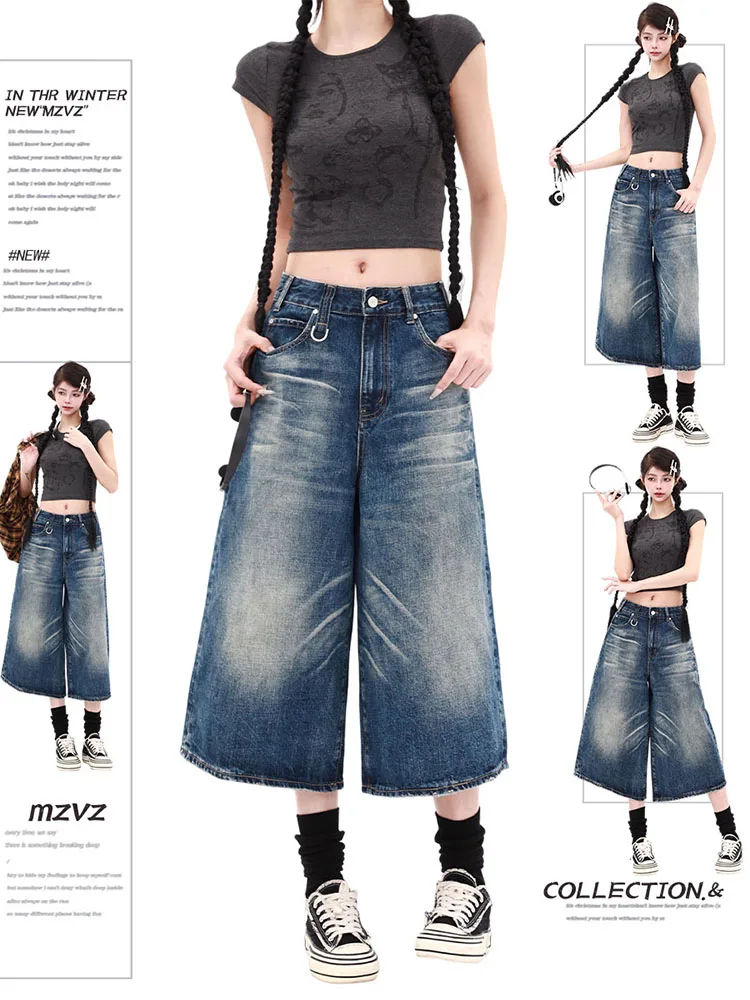 

Chic Baggy Washed Jeans Women High Waist Cropped Jeans Casual Wide Leg Pants Vintage Y2k Summer Straight Pants