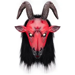 Horror Halloween Mask Demon Antelope Latex Mask Anonymous Mask Cosplay Headwear Props Halloween Party Masquerade Supplies