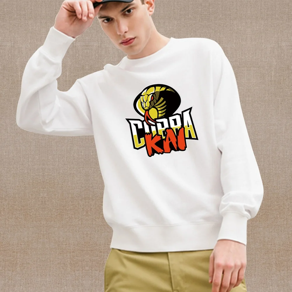 Korean Version Men's Sweatshirt Casual Cobra Print White Pullover Fashion Comfortable Sweatwicking Men's Sweatshirt Streetwear