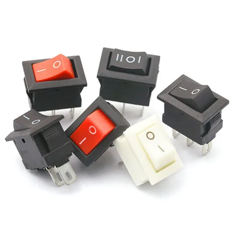 5/10Pcs Push Button Switch 10x15mm SPST 3Pin 3A 250V KCD11 Snap-in on/Off Mini Rocker Switch 10MM*15MM Black Red and White DIY