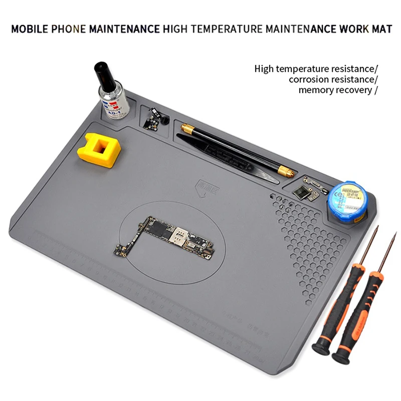 ESD Heat Insulation Soldering Mat Resistance Working Silicone Soldering Mat Computer Phone Repair Pad Insulator Pad 35*22cm