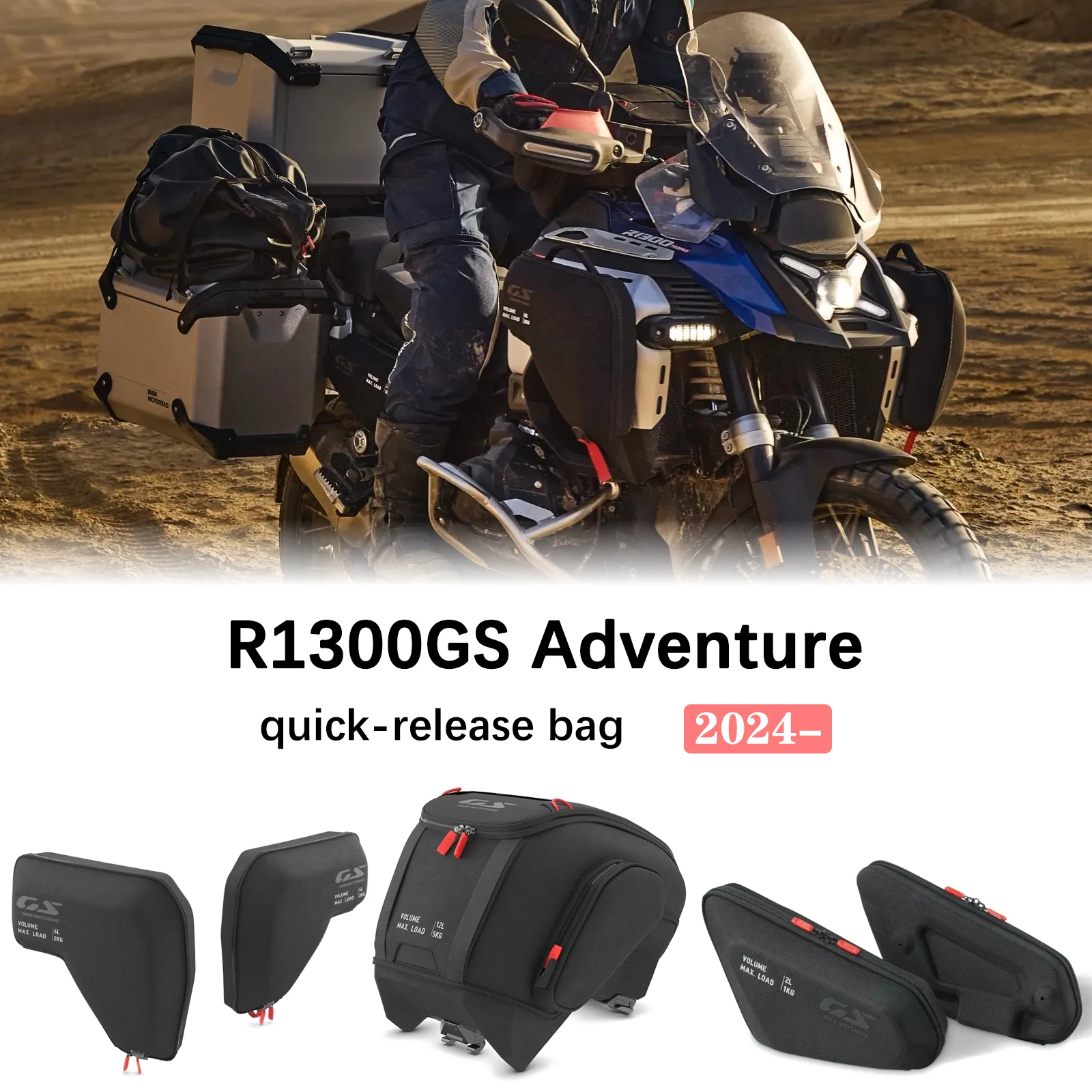 

Мотоциклетная сумка на бак 12 л, водонепроницаемый рюкзак, комплект с быстрой фиксацией, черный для R1300GS ADV R 1300 GS Adventure 2024 2025