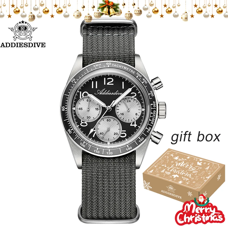 

ADDIESDIVE New Men Watch For Gift Ceramic Bezel Domed Glass Luxury Chronograph Quartz Wristwatch 100m Waterproof BGW9 Luminous