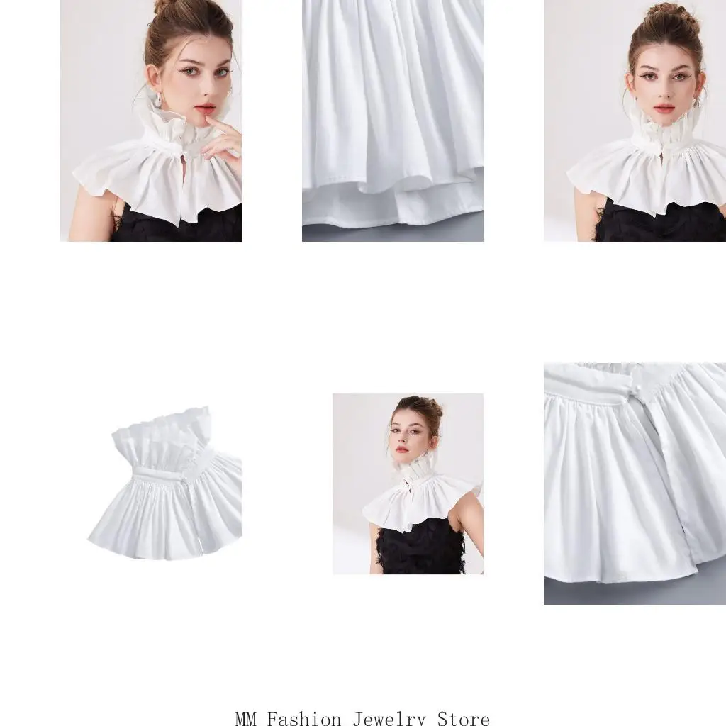 White Detachable Ruffle Collar Accessory Stand Collar Overlay for Portrait Styling, Costume Wear, Layered Outfits D0UB