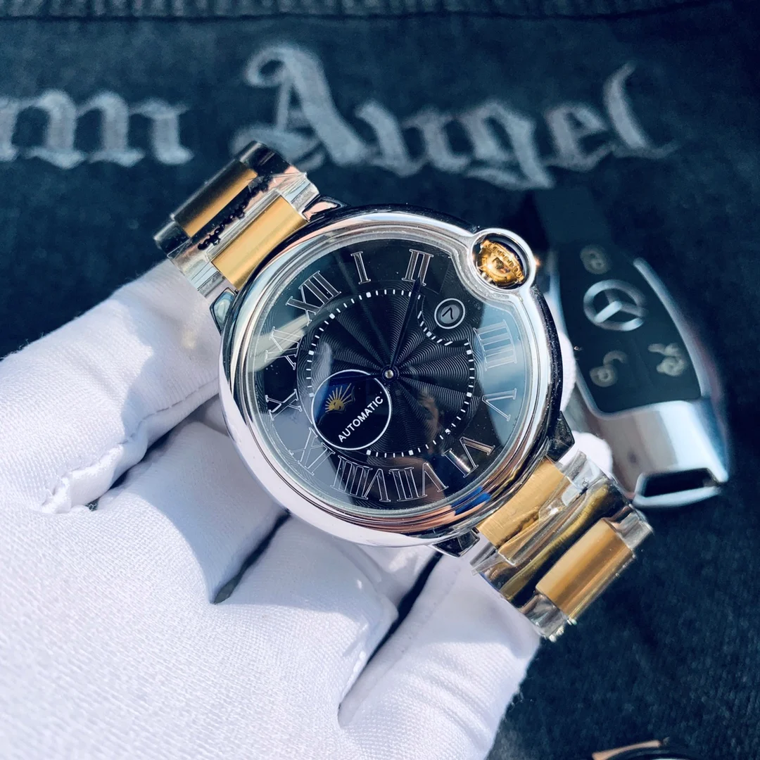 ساعة رجالية 42 ملم حزام فولاذي للأعمال والترفيه مقاومة للماء حركة ميكانيكية أوتوماتيكية يمكن تخصيص ساعة نسائية