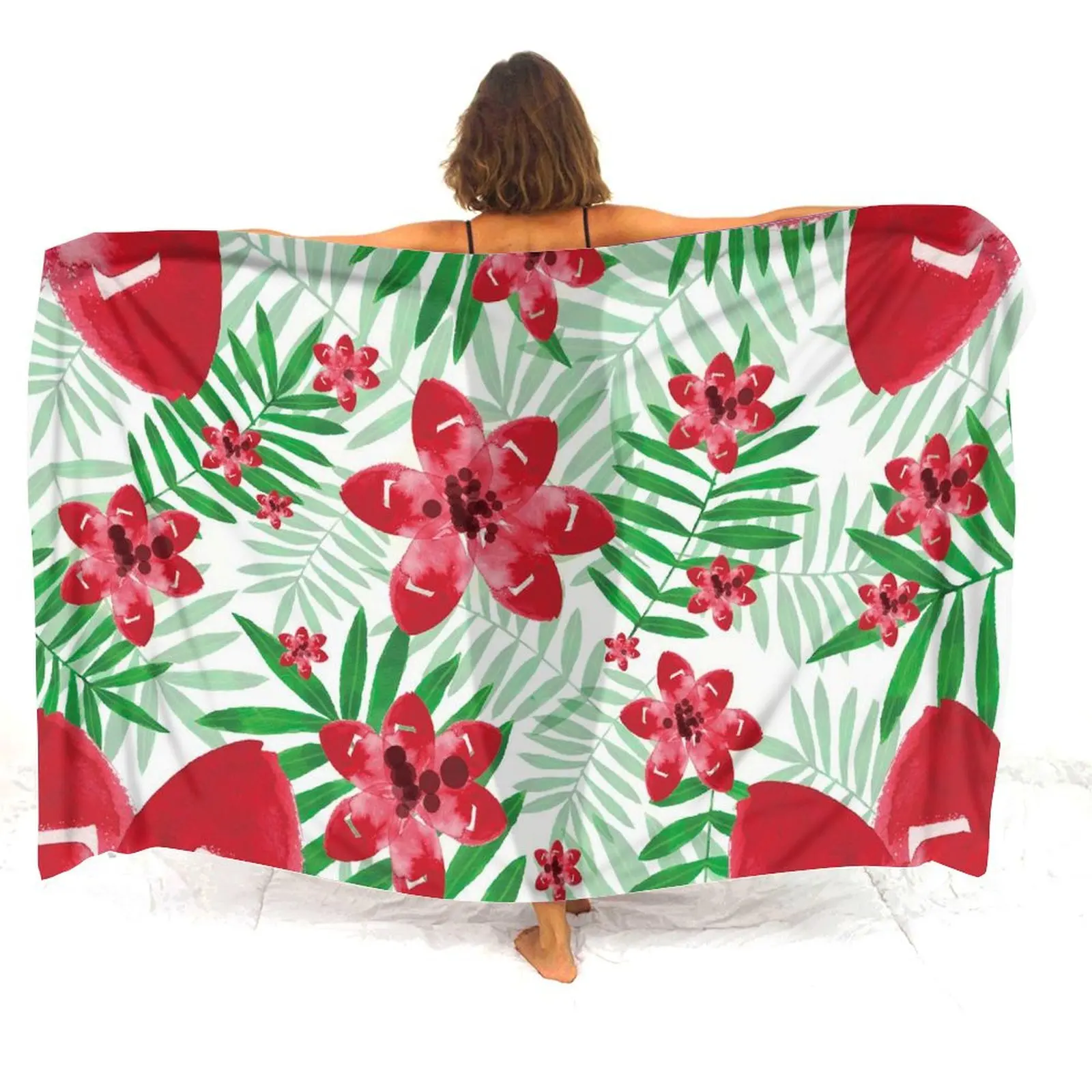 Sarong polynésien personnalisé pour femmes, jupe châle à fleurs tropicales, légère, station de plage Chic