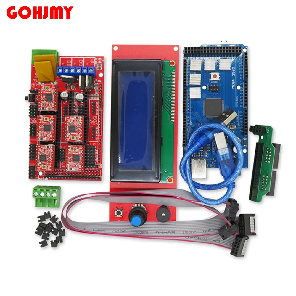 

Mega 2560 R3 CH340 +1pcs RAMPS 1.4 Controller +5pcs A4988 DRV8825 Stepper Driver Module+1pcs 2004 controller for 3D Printer kit