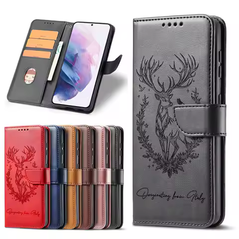 Wallet Leather Flip Case for OPPO A6 Pro A5 A3 A58 A59 A78 A79 A57 A15 A16 A60 A40 A17 A96 F31 F29 F27 Cases 3D Deer Phone Cover