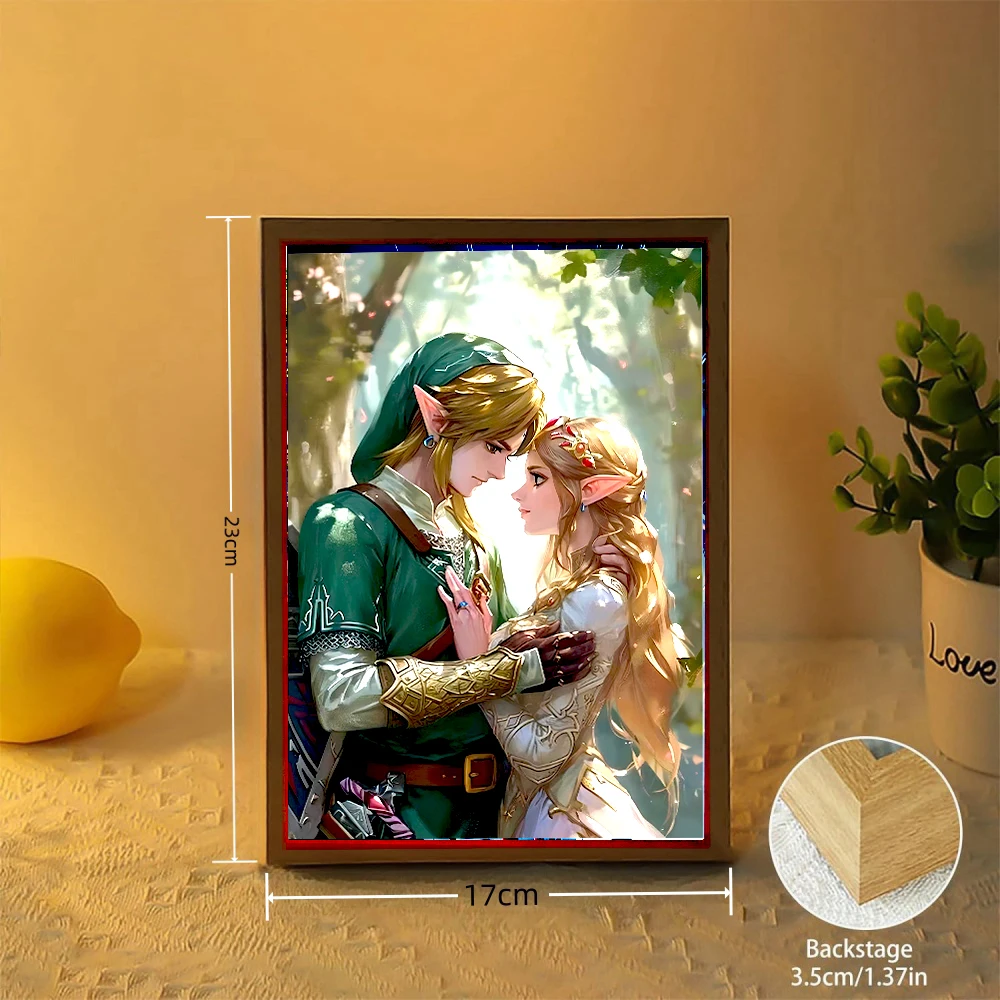 Light Painting Picture Frame Zelda Tears of the Kingdom Led Night Light Moon Lamp Zelda Anime Figure Bedroom Home Decor Gifts