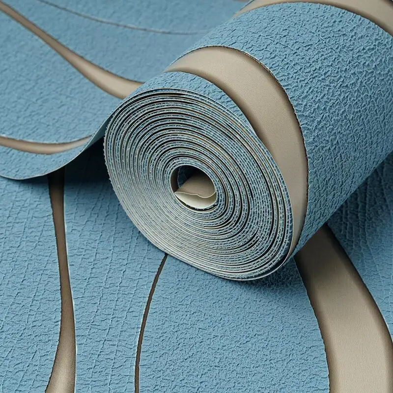 

Adhesive Wallpaper for Wall - 3D Water Ripple Texture Suede Velvet, Curved Design Non-Woven TV Background Wallpapers Home Decor