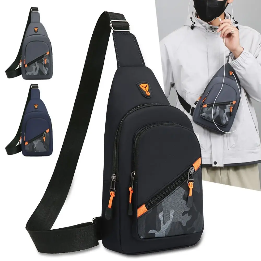 

Casual Large Capacity Men's Sling Bag USB Charging Port Outdoor Travel Crossbody Bag Nylon Chest Pack