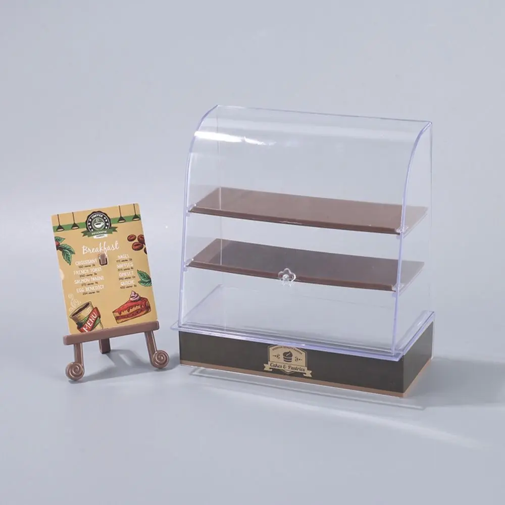 Mini Food Display Cabinet, Miniatura Bakery Case, Dollhouse Bolo Pão Stand, Modelo Deslizante, 1, 12 Escala