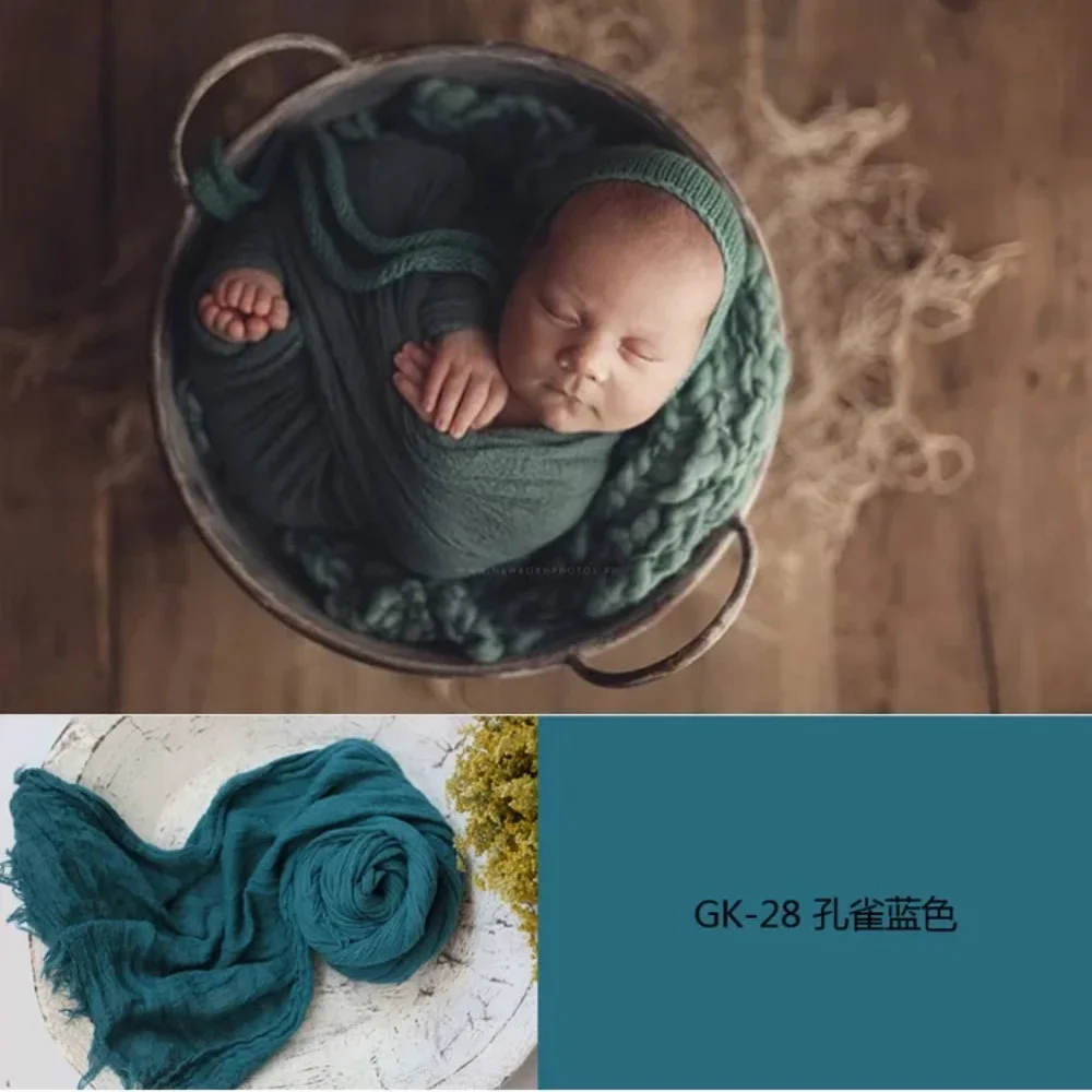 Newborn Stretch Wraps Cushion Cloth Photo Props Cotton Yarn Blanket Wrap Soft Infant Boy Girl Newborn Photo Decoration