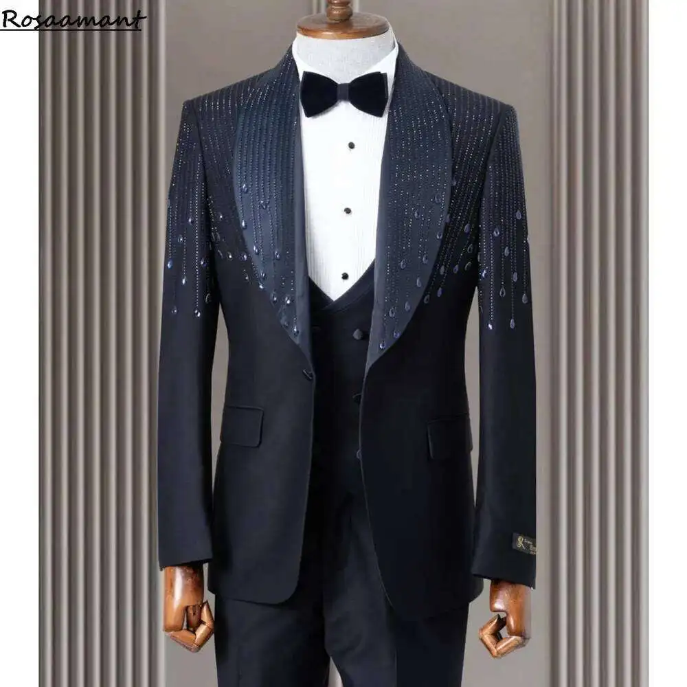 Elegant Man Notch Lapel Fitted Suit Blazer Summer Beach Wedding Parties Banquet