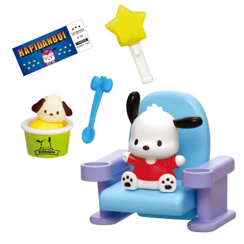 

Rement Sanrio Boys Group HAPIDANBUI Cinema Mini Diorama Genuine Blind Box Figure Removable Armrest Connectable Bench Scene