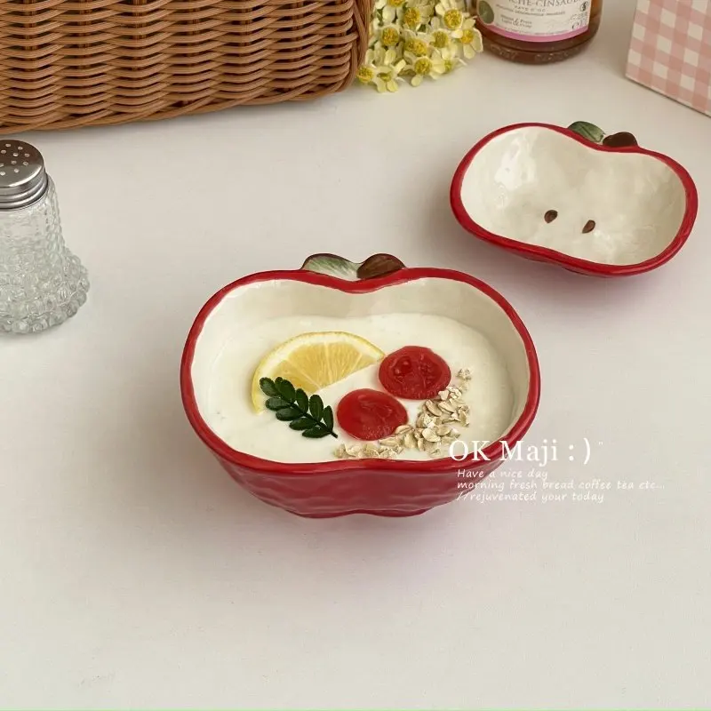 Underglaze Colored Ceramics Tablewares Nordic Style Color Blocking Fruit Yogurt Bowls Creative Household Versatile Rice Bowls