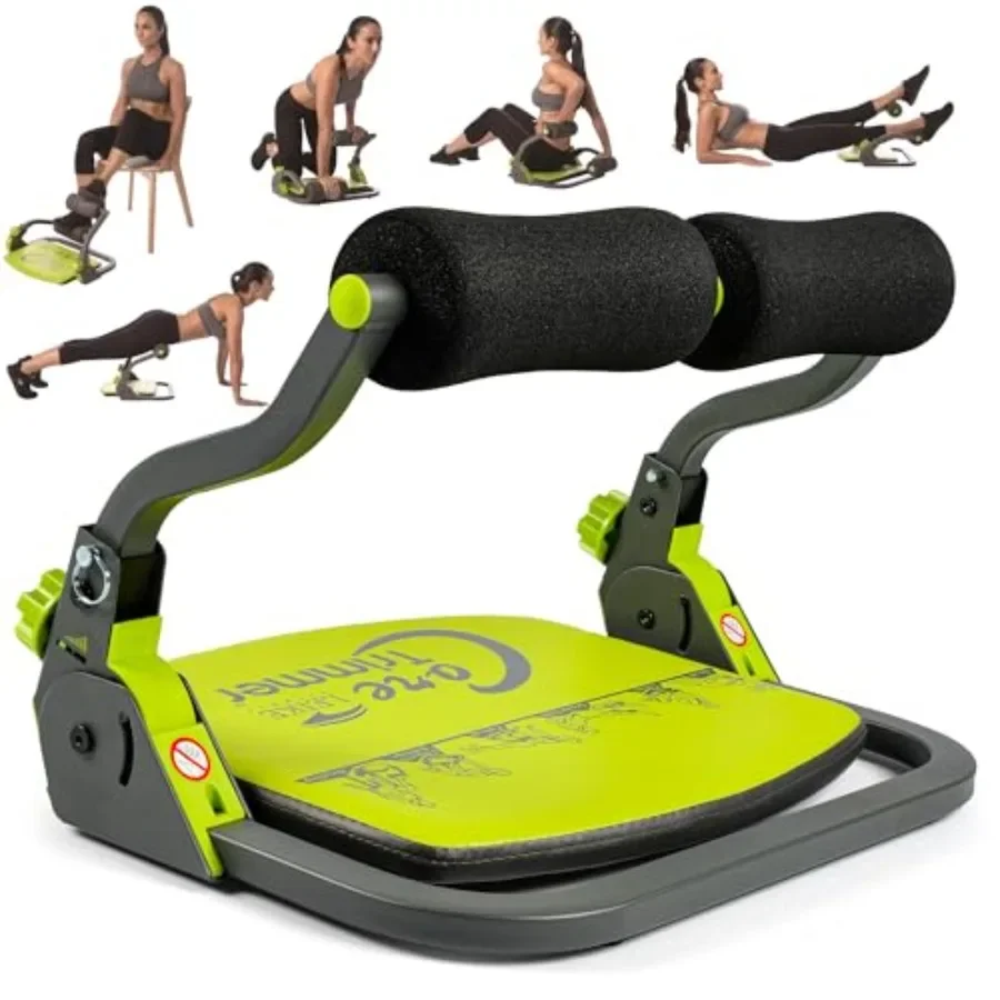 

Home gym ab trainer machine: steel frame black foldable no-assembly design with adjustable auto-rebound and multi-mode full-bod
