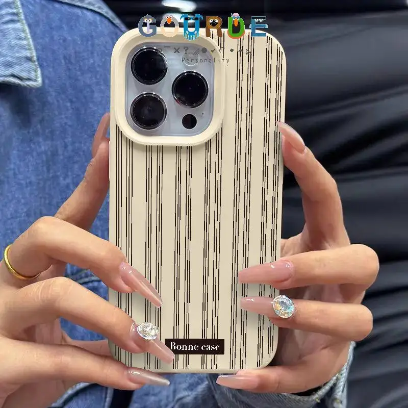 

Gourde Fashion Stripe Pattern Soft Silicone Phone Case for Iphone 16 15 14 12 13 11 Pro Max Ip 7 8 Plus Iphon X Xs Xr