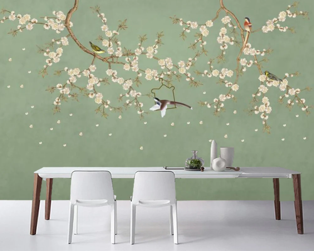 

Papel de parede custom 3d flowers and birds landscape art wallpaper living room tv bedroom home decor