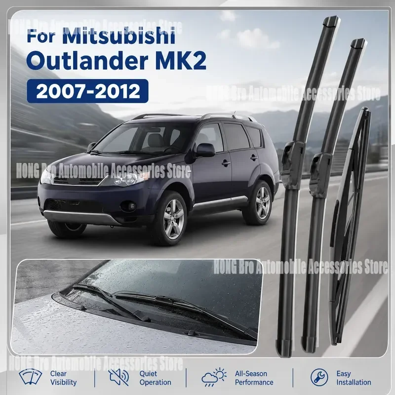 For Mitsubishi Outlander 2007-2012 Front Rear Windshield Wiper Blades Set 24 21 12 Inch Auto Accessories Rain Cleaner Brush